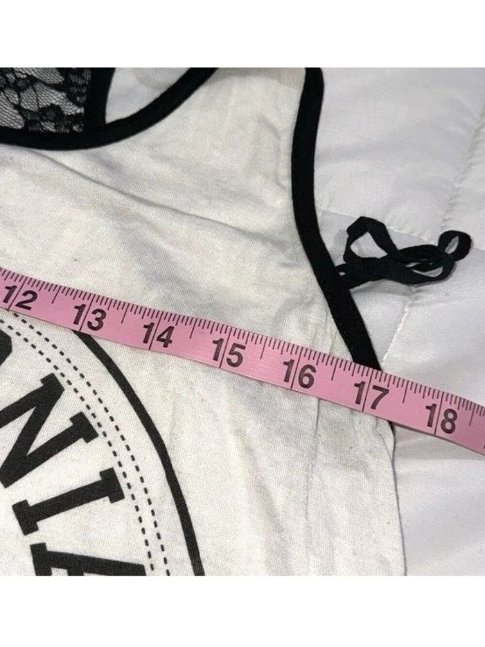 California Republic Graphic Tank Top With Lace Back Black & White L - Picture 6 of 6